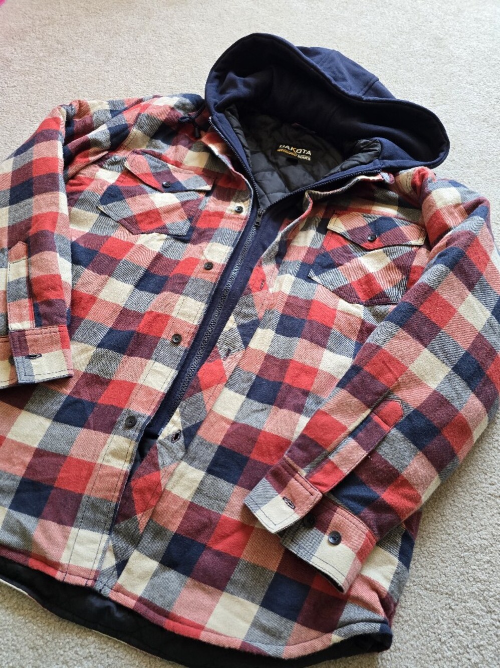 Dakota WorkPro Men’s Medium Plaid Quilted Hooded Work Jacket